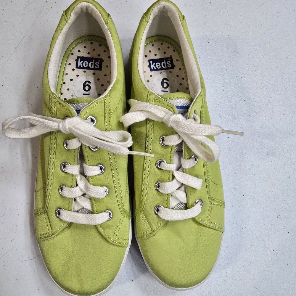 Keds Women's Sneakers Shoes Lime Green 6 Colorful Lace Up Low Top